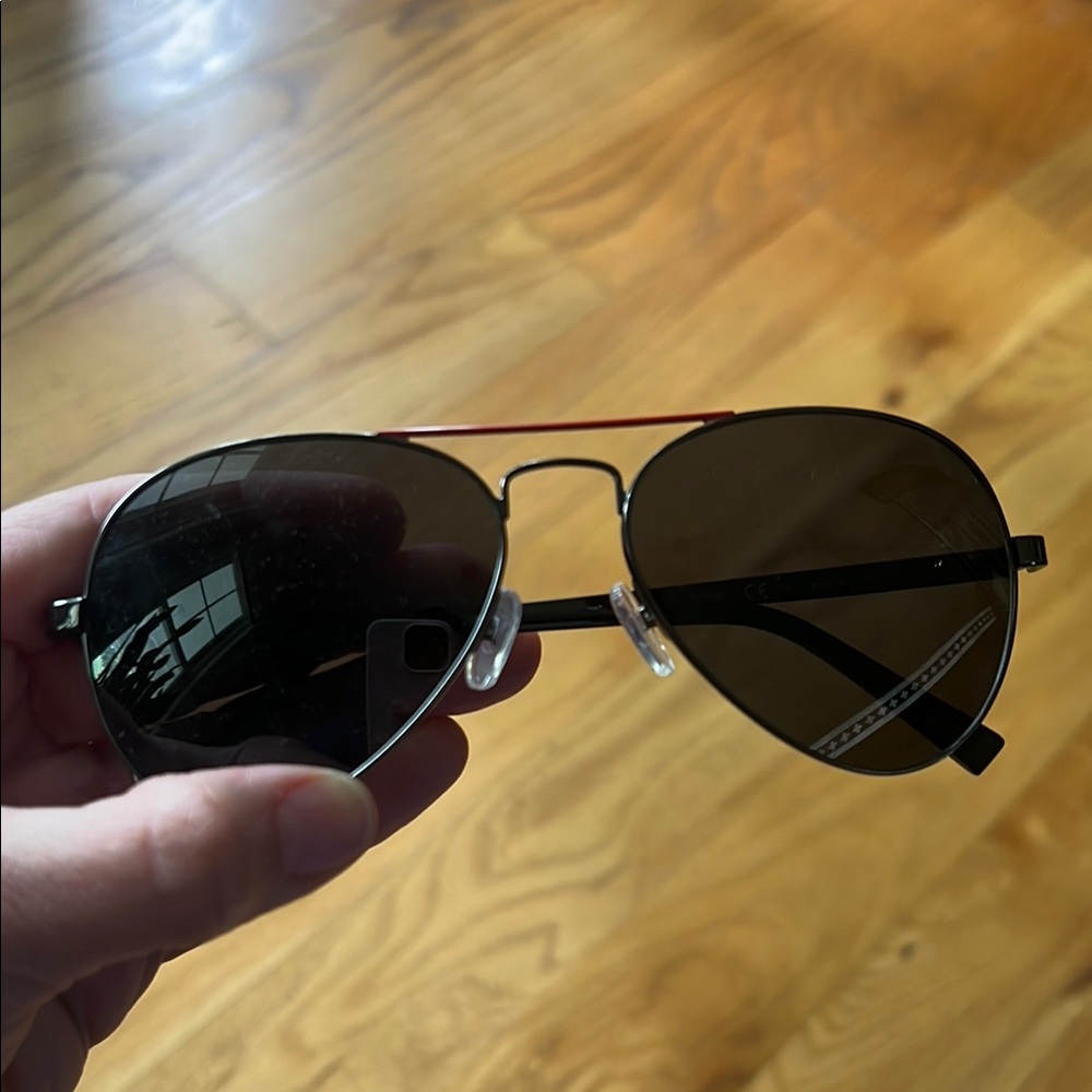 Nautica black Aviator Sunglasses with red detail